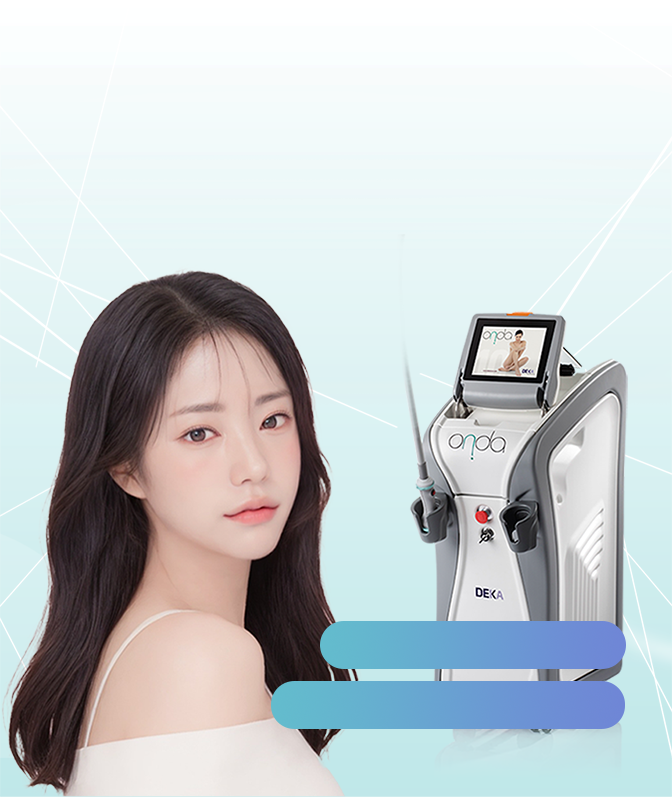 Model with lifting and wrinkle improvement effects from ONDA lifting and device for skin tightening and fat reduction