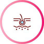 Icon showing improvement of deep wrinkles, skin elasticity, regeneration, hydration, and dermal density