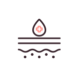 Icon explaining Legato2 effects - scar reduction, pore tightening, wrinkle smoothing, skin regeneration, and stretch mark improvement