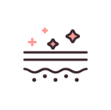 Icon explaining Legato2 effects - scar reduction, pore tightening, wrinkle smoothing, skin regeneration, and stretch mark improvement